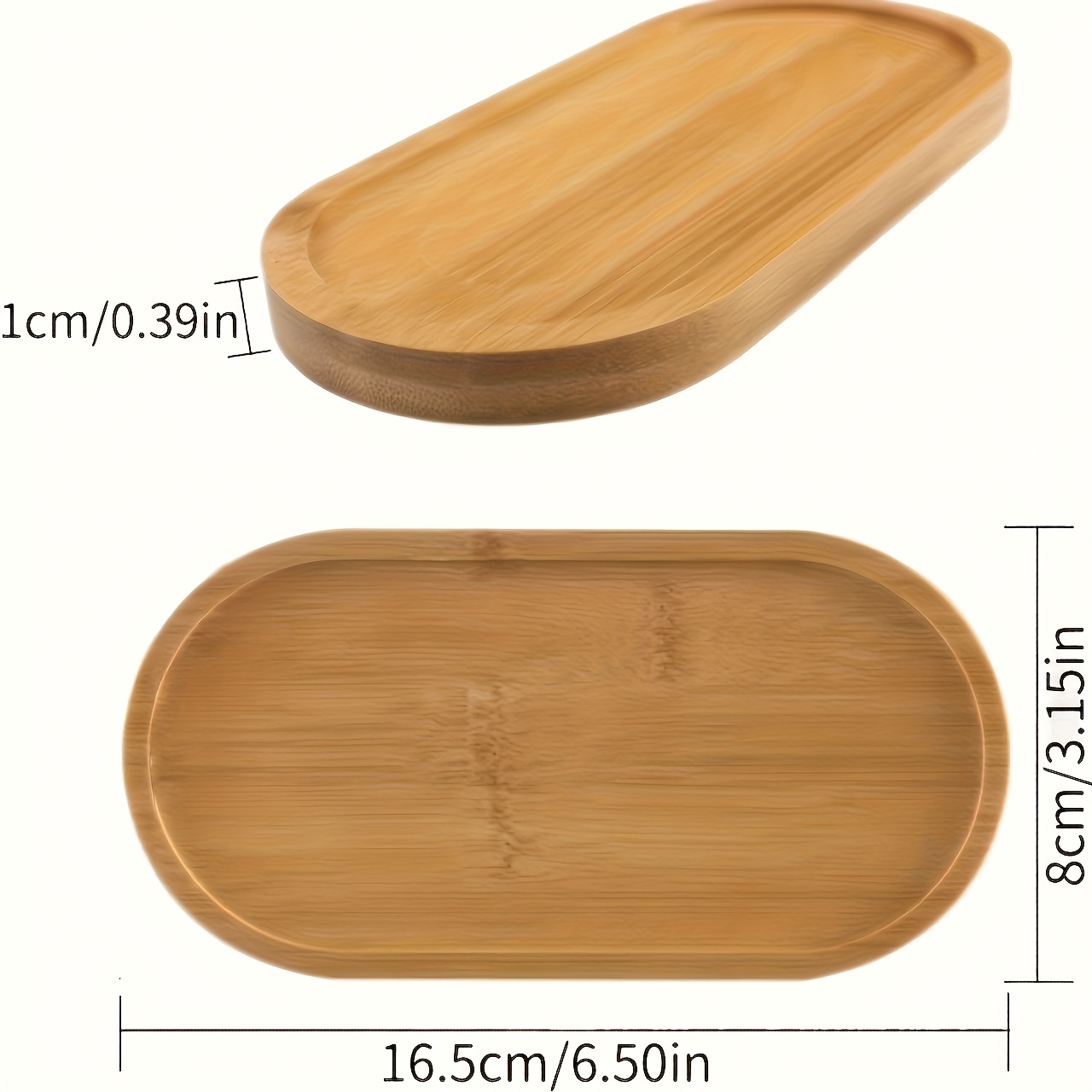 3 Bandejas de Bambú Apilables - Platos Ovalados para Servir, Organizador Multiusos de Bambú con 3 Niveles para Baño, Encimera de Cocina, Mesa - Bandejas Decorativas Ahorradoras de Espacio (No para Contacto con Alimentos)