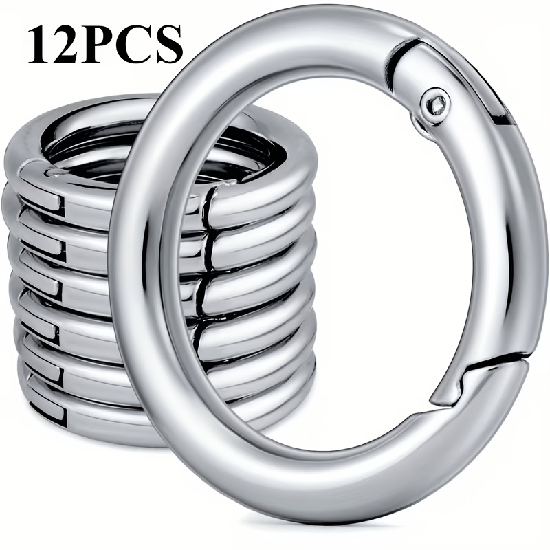 TEMU 1 Set di 12 Anelli a Molla in Metallo, Portachiavi con Gancio , Accessori per Portafoglio e Progetti (Argentato, Coltello, , 1 Pollice)