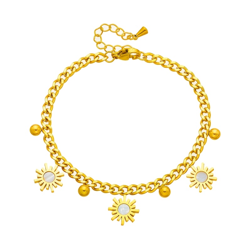 Punk 304 Stainless Steel Golden Sunflower Bracelet