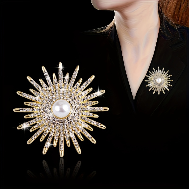 1 Fashionable And Trendy New Sparkling Rhinestone Sunflower Brooch