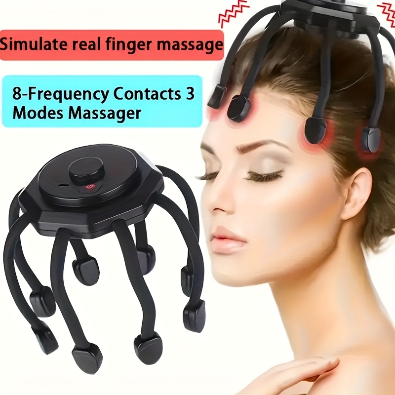 rechargeable electric scalp massager 3   portable 360 degree head massager 8 fingers for deep relaxation and   perfect christmas holiday gift details 1