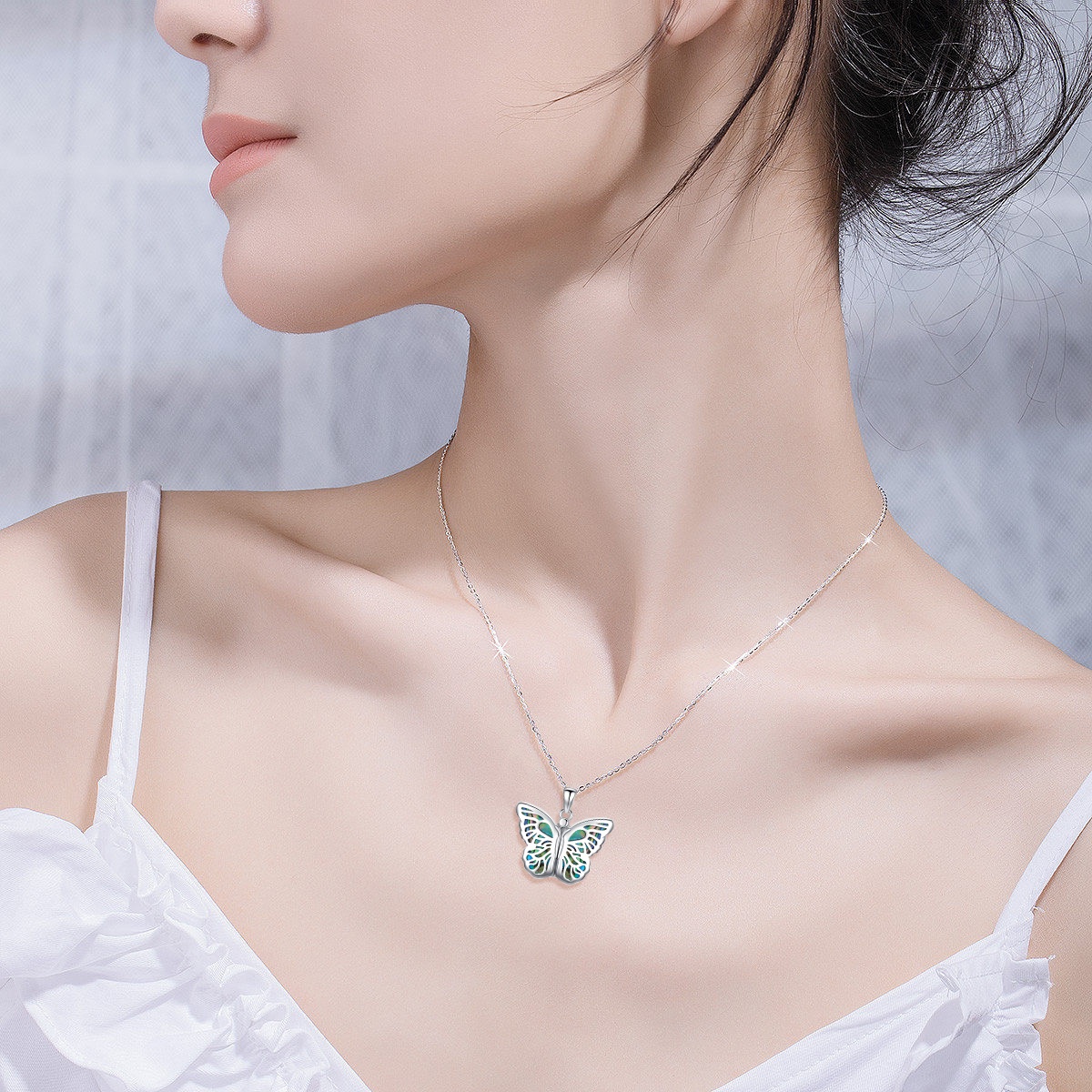 Women's 925 Sterling Silver Butterfly Locket Necklace