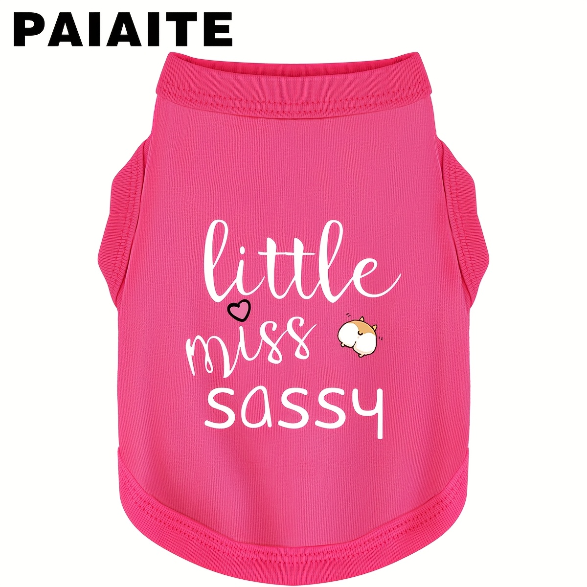 TEMU Little Vest - Cute Pink Sleeveless Pet T-shirt With Heart & Cat Design, Breathable Knit Fabric For Small Puppies, Hand Wash Only, Apparel, Design, , Dog Clothe /for Small Dog, Cat Clothe