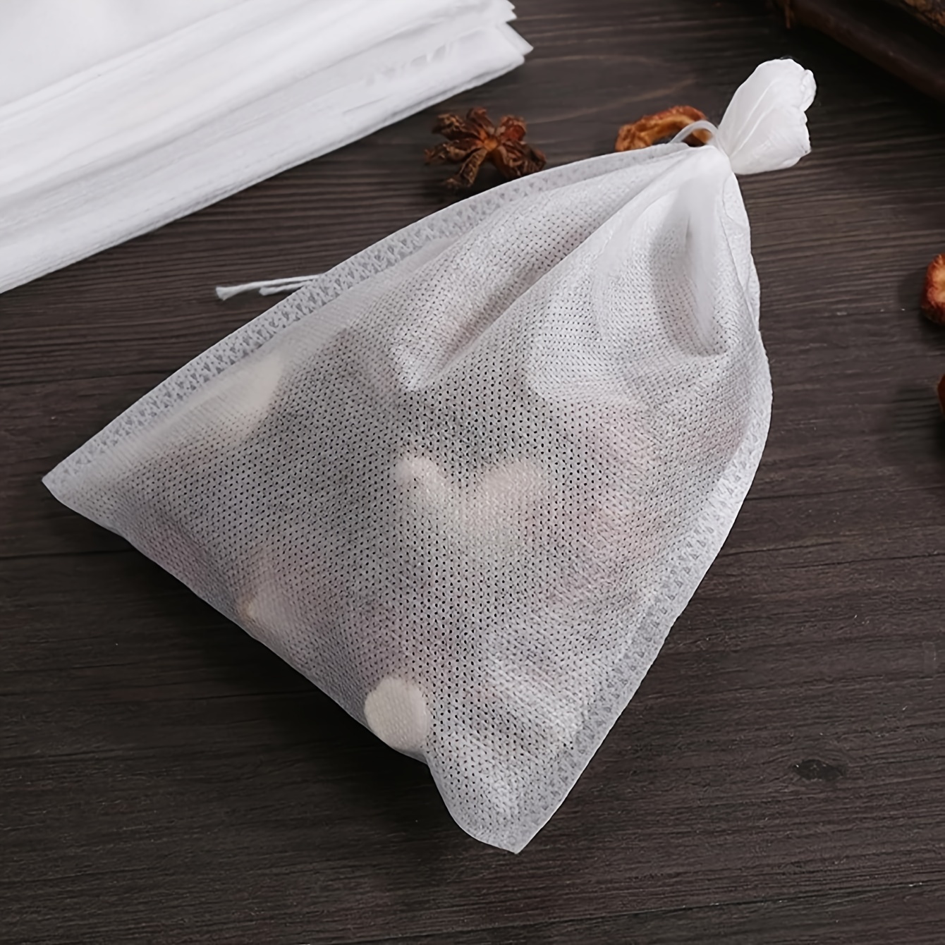 10 100 200pcs drawstring non woven fabric disposable tea bags multi purpose for medicinal   coffee filtration and tea brewing Product details 3