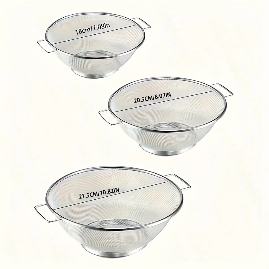 TEMU Stainless Steel Kitchen Set: Colander, Rice Washing Basin, And Vegetable Strainer With Double-handled Kitchen Drain Rack, Suitable For Kitchen