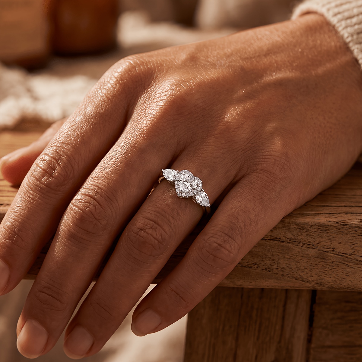 Women's Heart Ring, Exquisite Retro Design