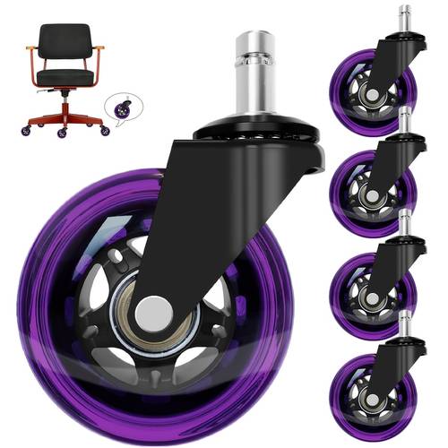 photo de l'article lot de 5 roulettes pivotantes silencieuses de 3 - robustes, anti-rayures, roues silencieuses pour bois /carrelage/tapis - installation facile pour chaises de bureau, chaises de gaming, chariots, meubles - commercial et