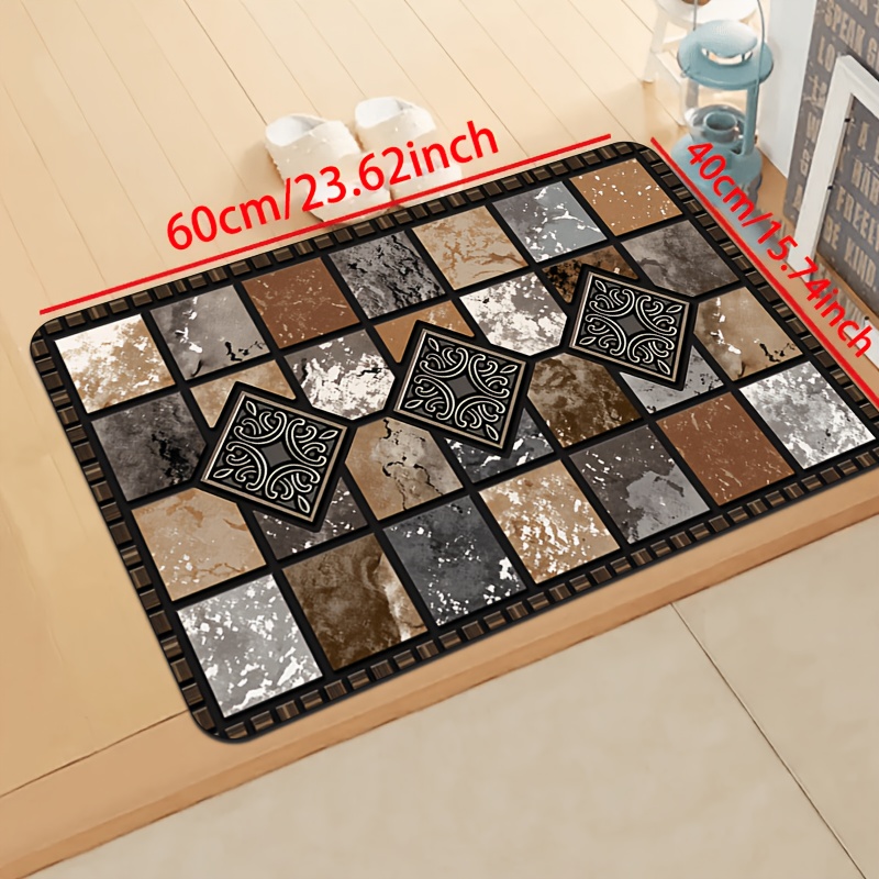 TEMU 2d Flat, 1pc Vintage Door Mat Entrance Decor Carpet, European , Texture, Soft Flannel Material, 1.2cm Thick, 500g/mÂ², Machine Washable, Suitable