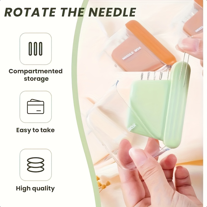 portable travel magnetic sewing needle case   sewing sharp needles magnetic needle holder ultra magnetic mini needle storage box suitable for handicrafts green details 3