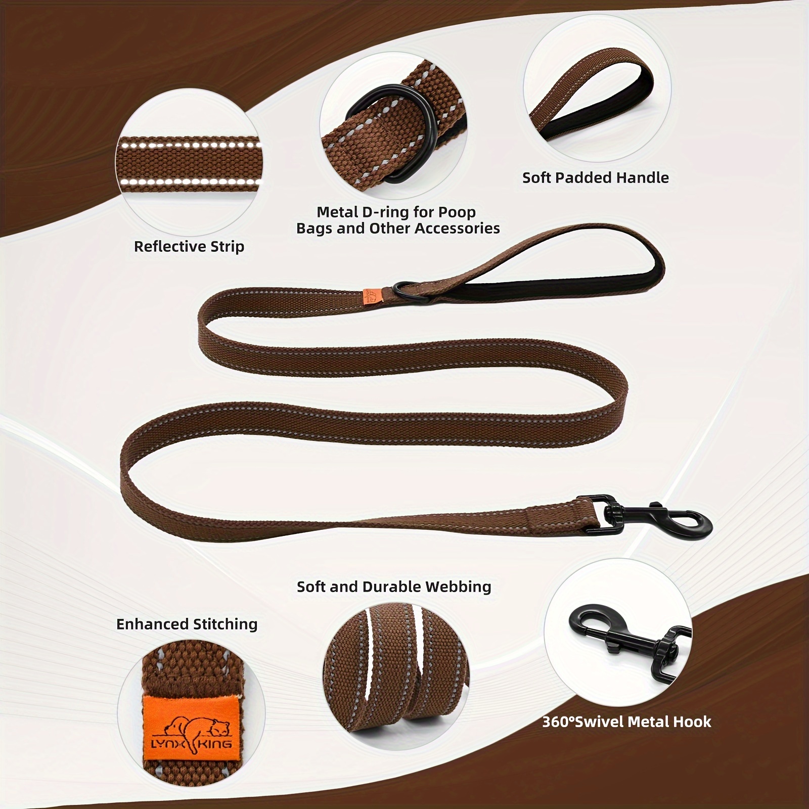 Reflective Dog Leash for Small, Medium, and Large Dogs