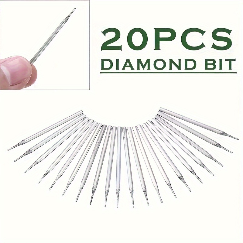 

20pcs Diamond-coated Drill Bits With 1.0mm Diameter For Drilling Holes In Gemstones, Jade Carvings, And Polishing Heads. Tool For Drilling And Carving