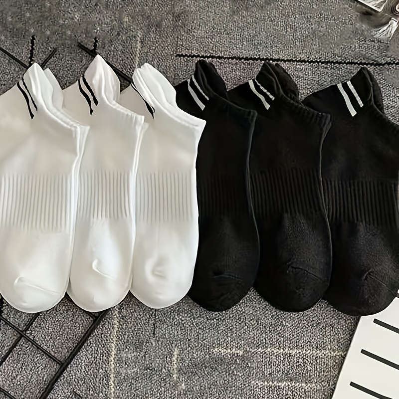 TEMU 5/6/10 Pairs Women' Color/striped Elastic Waist Short Socks, Soft And Breathable, Sporty , Suitable For Daily Wear, Suitable For