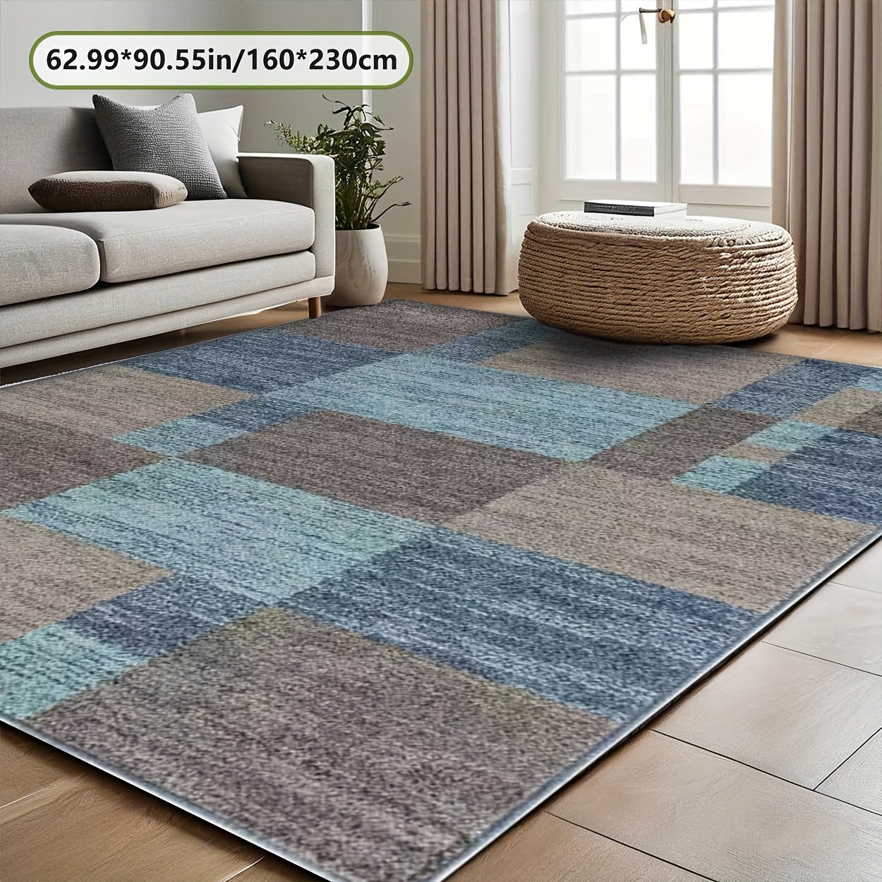 TEMU 1pc Golden Decor Blue Gray Pattern Versatile Decorative Style, Suitable For Living Room Carpets, Sofa Cushions, Doormats, Bedroom Rugs, Outdoor