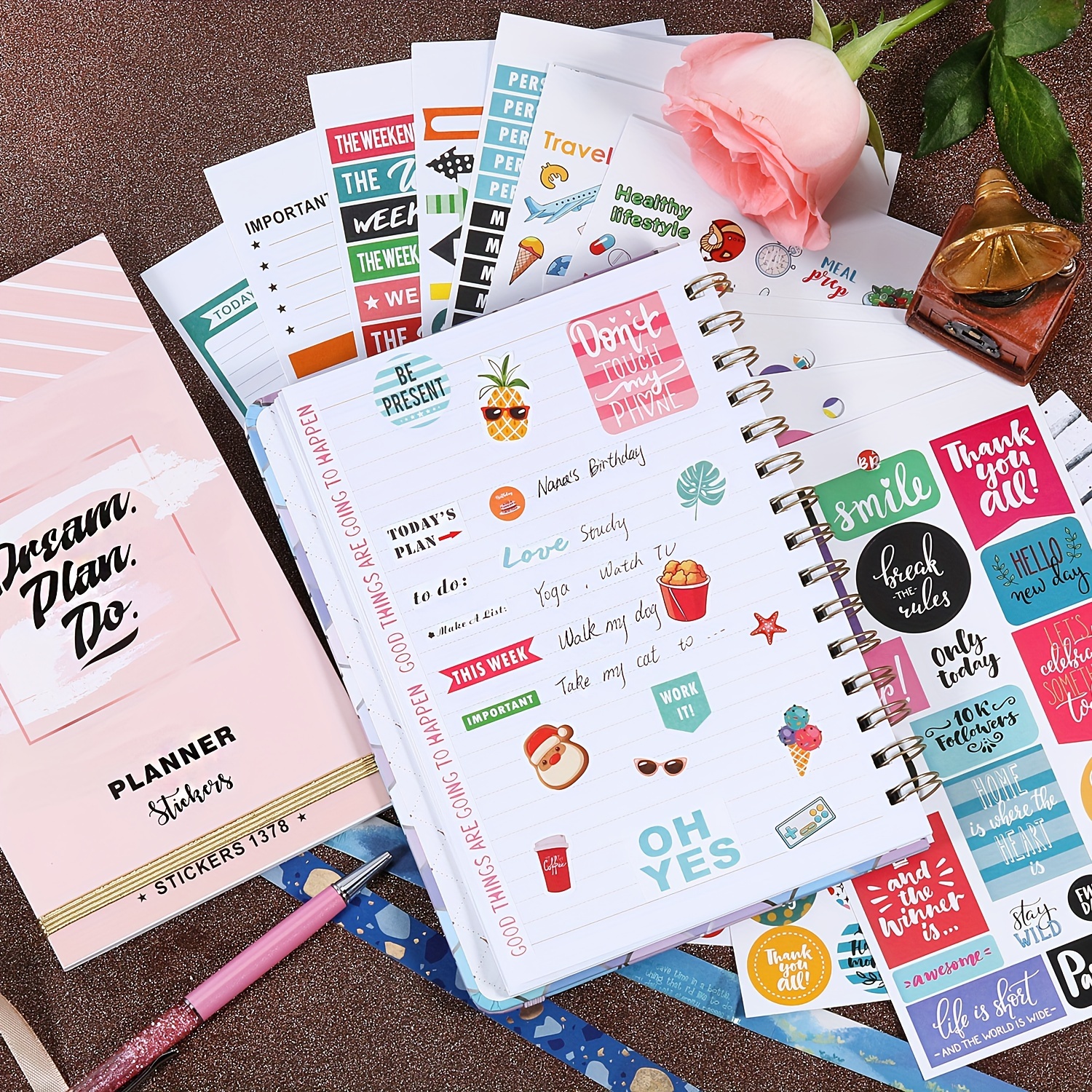 Weekly Calendar Planning Book Stickers Planner Diary Book - Temu