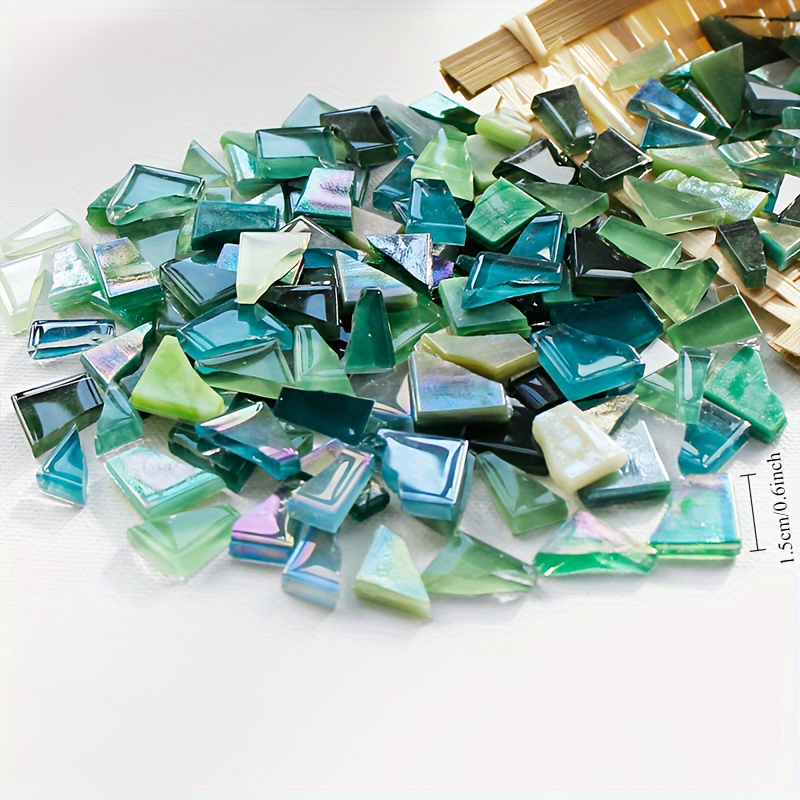 100pcs/1 Pack Handmade Mixed Mosaic Glass: Irregular Triangles, Trapezoids, And Rectangles Of Colors, Perfect For Mosaic Crafts, Diy Handmade Materials