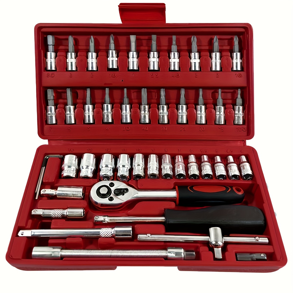

precision" 46-piece Socket Set With 1/4" Drive - Durable Steel Ratchet Wrench Kit For Auto Repair & Home Use, Includes Metric Sockets And Storage Case