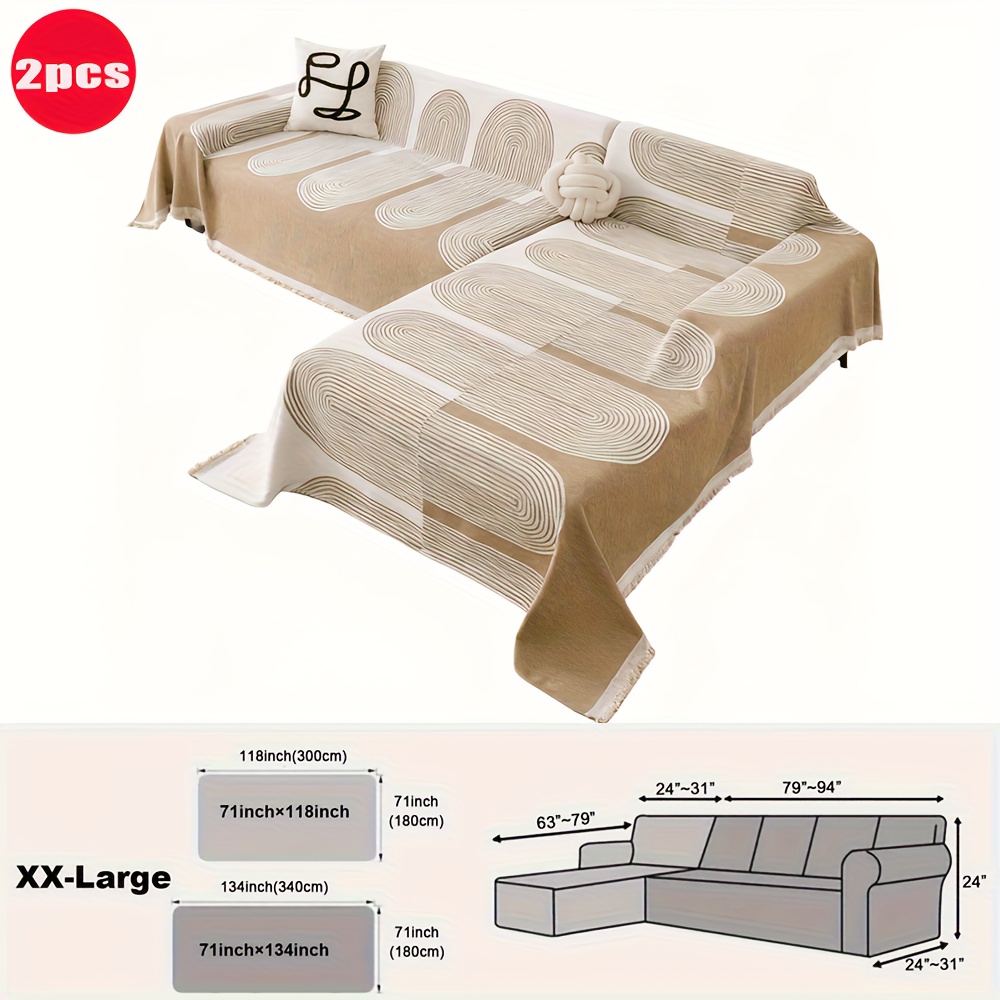 TEMU 2pcs Sofa Towel L-shaped Set Suitable For Combination Splicing Sofa Soft And Comfortable Plush Sofa Cover Suitable For Home Decoration Such As