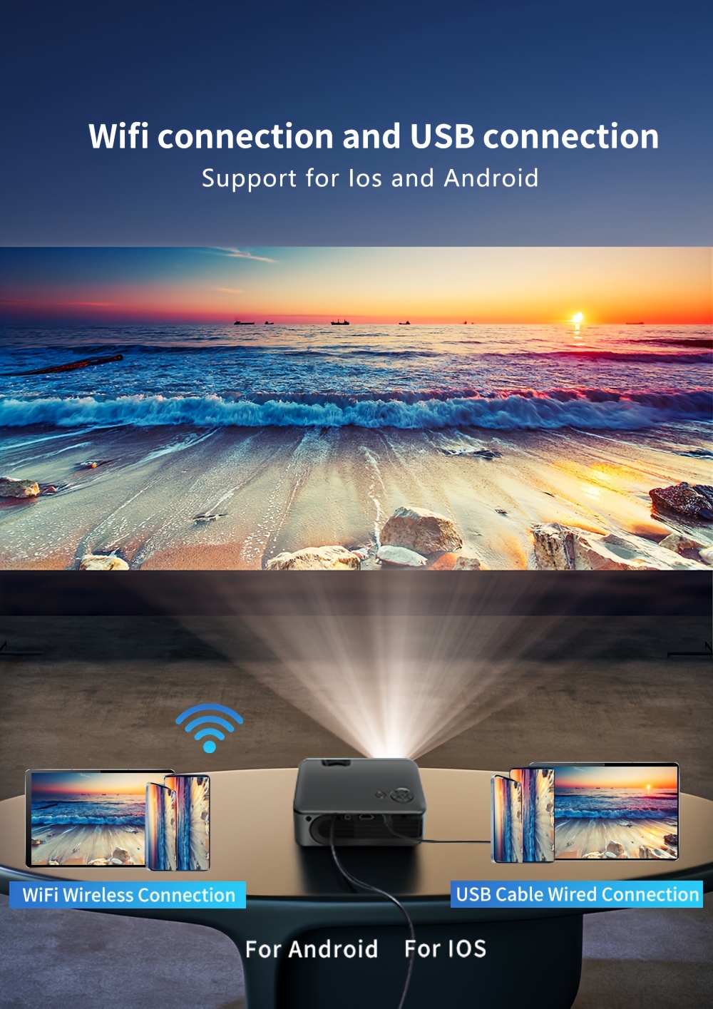   a30c wifi mini projector smart tv portable home theater cinema sync compatible with android ios phone screen beamer led projectors 4k movie no battery details 1