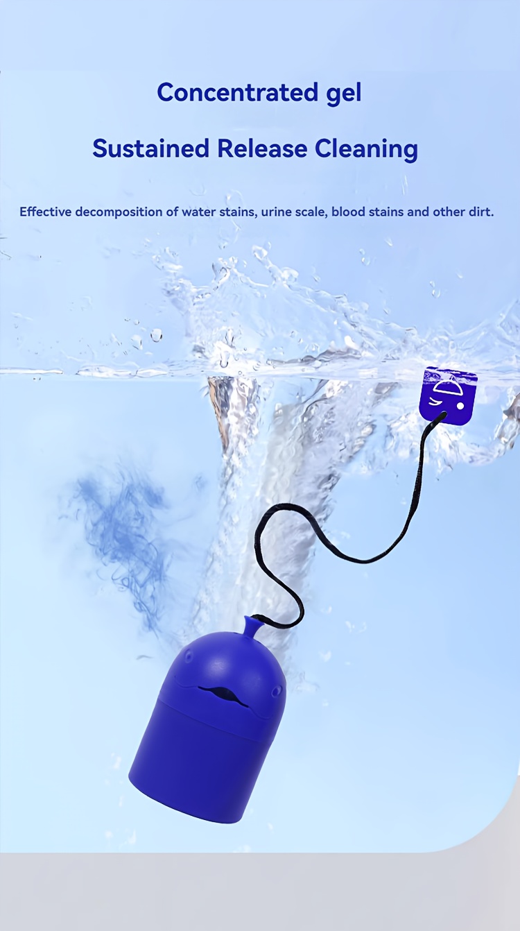Whale-shaped Automatic Toilet Cleaner Gel with Rope Handle and Slow-release Tech for Auto-cleaning and Freshness, for Home Bathroom Use