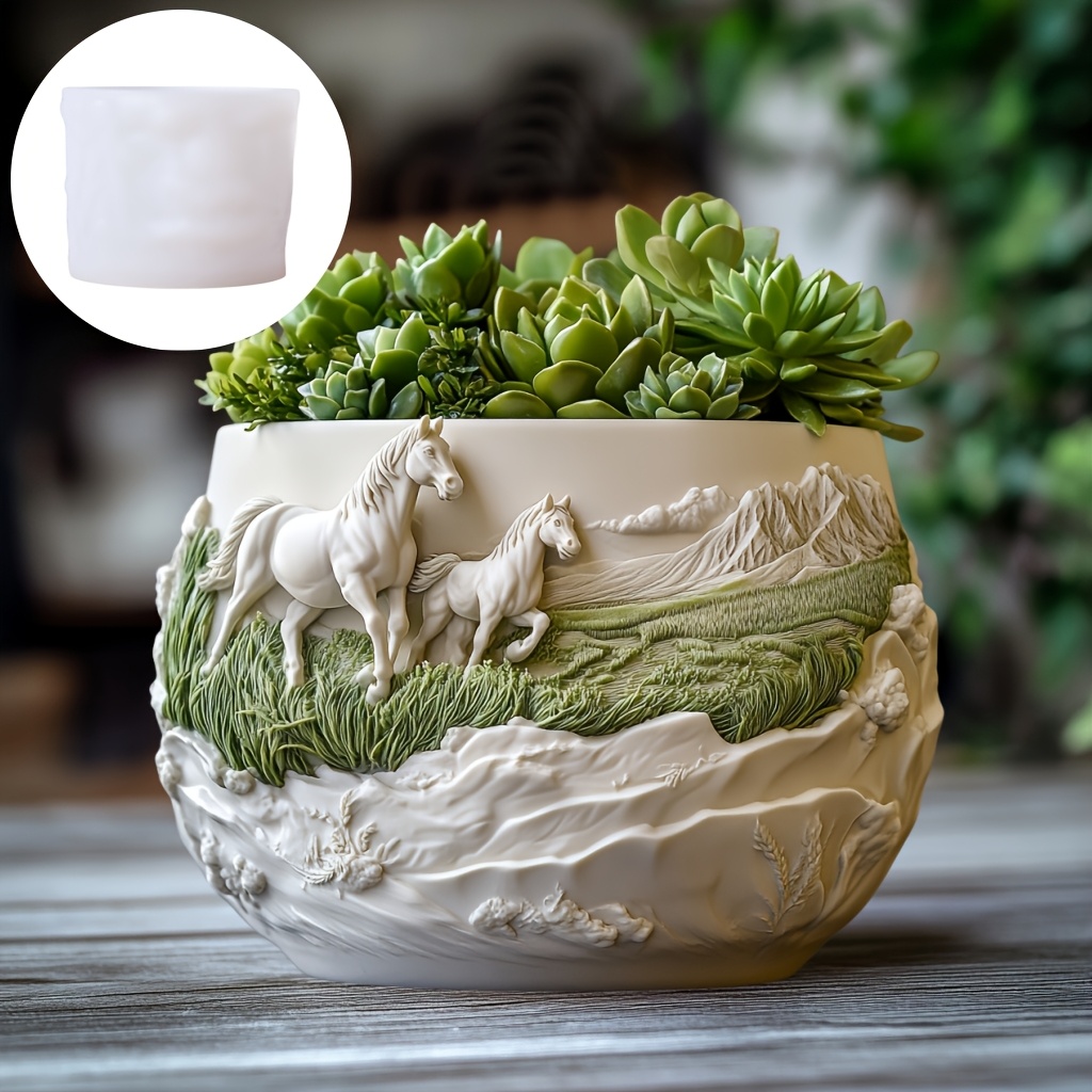 Aazon.co: Round Vintage Pattern Flower Pot Silicone Old Concrete