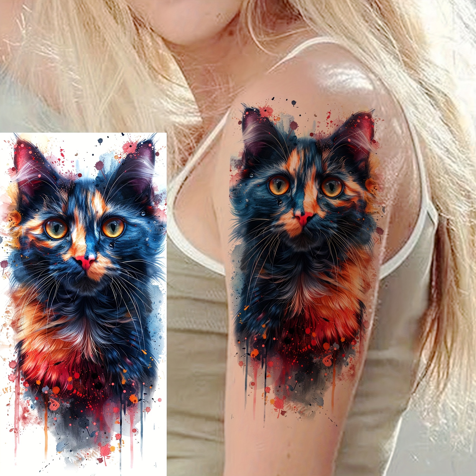 1 vel realistische katten tijdelijke tattoos voor vrouwen - Temu Netherlands, image size:1999x1999
