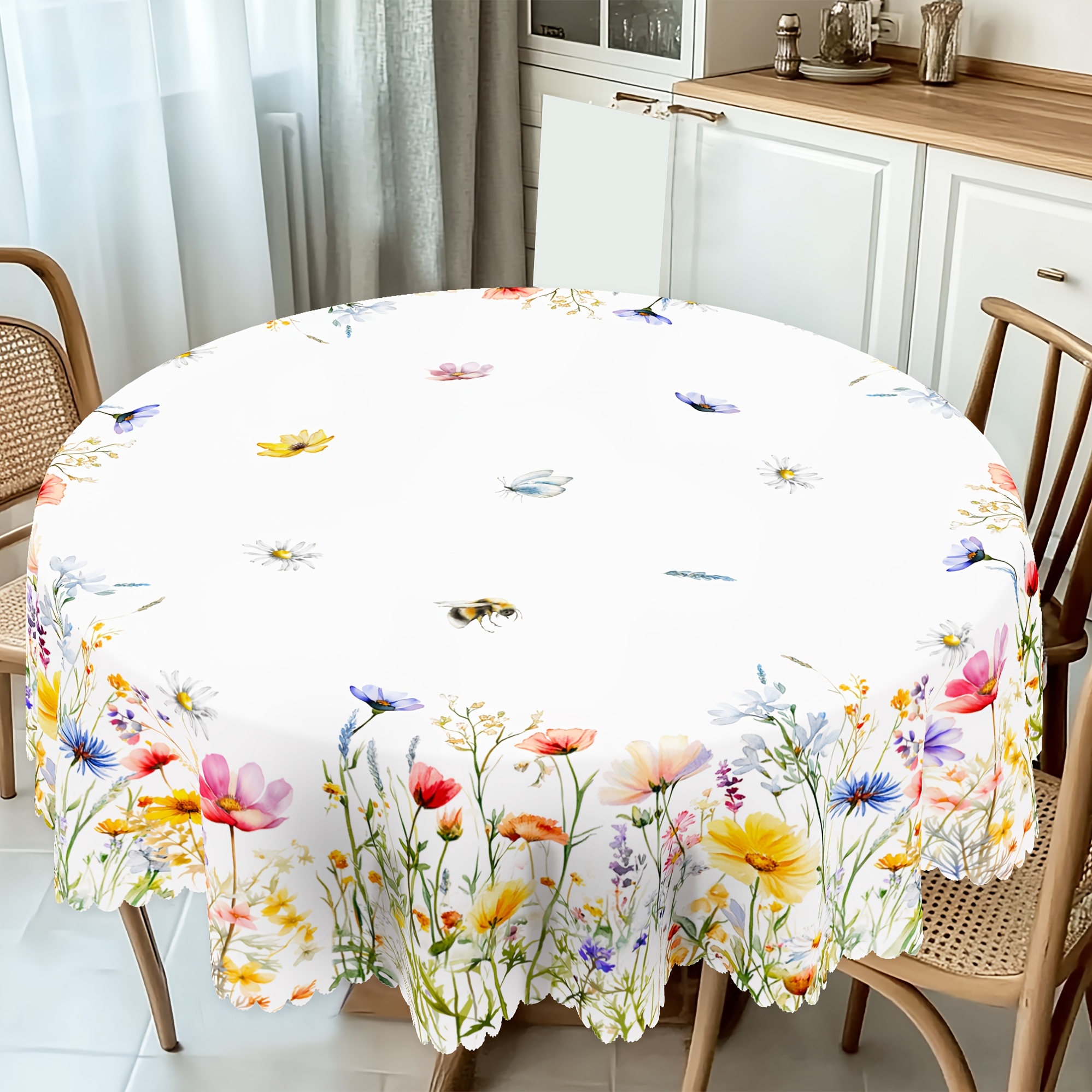 Maison D'Hermine Tischdecke Aus 100% Baumwolle – 177,8 X 228,6 Cm, Handbemaltes Aquarell-Design, Für Esszimmer & Feste