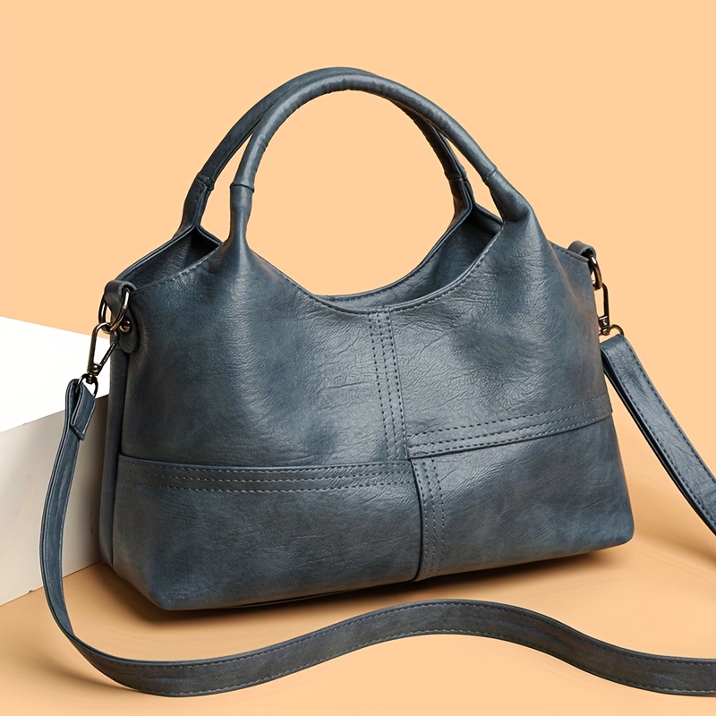 Vintage Soft Women'S Crossbody Handbag - Stylish Stitched Decoration, Designed for Both Hand-Held And Crossbody Use, a Spacious And Versatile Item for Commuting And Leisure, an Essential Bag for Elegant Women