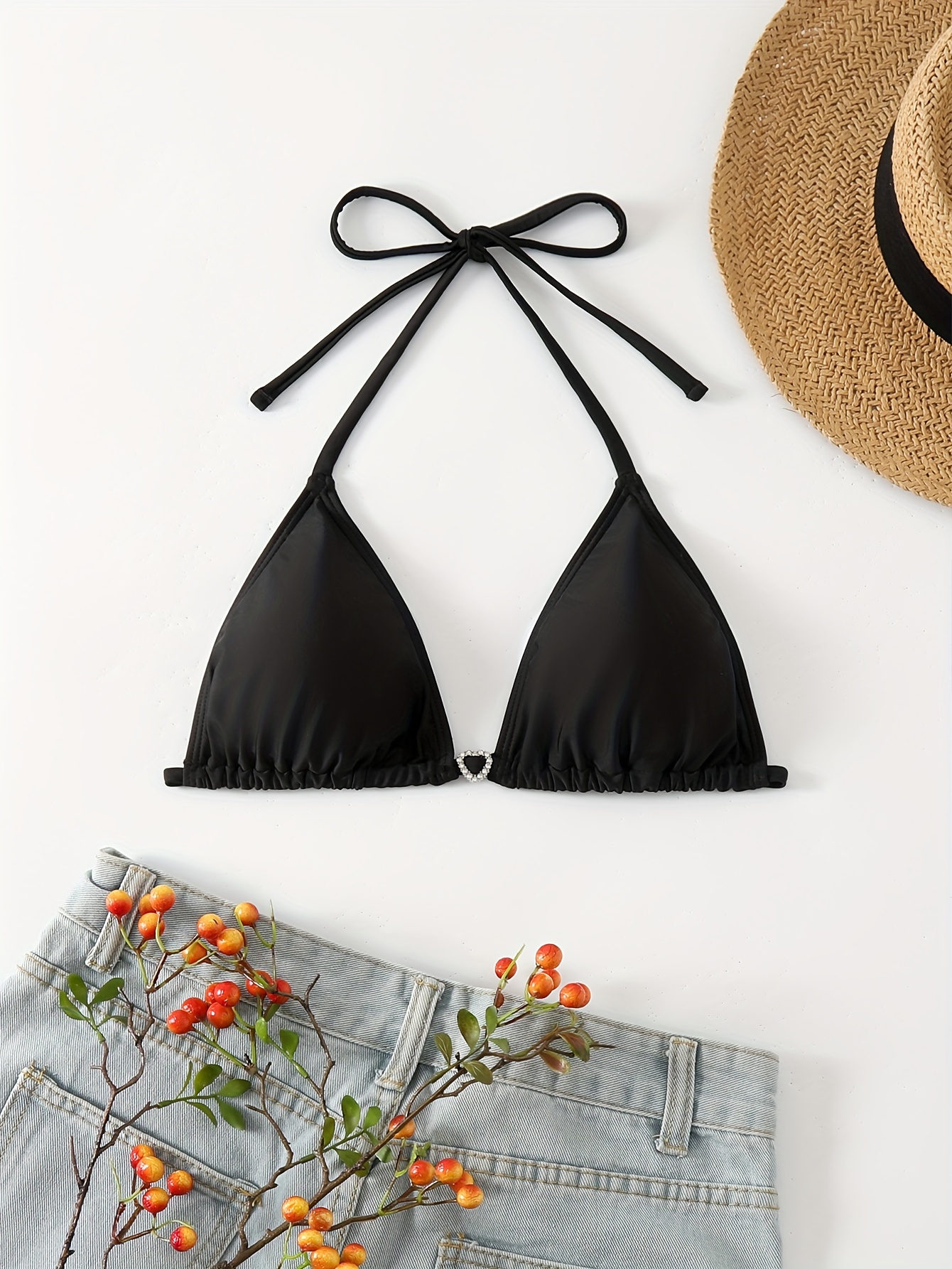 Hollister matching triangle bikini top in sunflower print