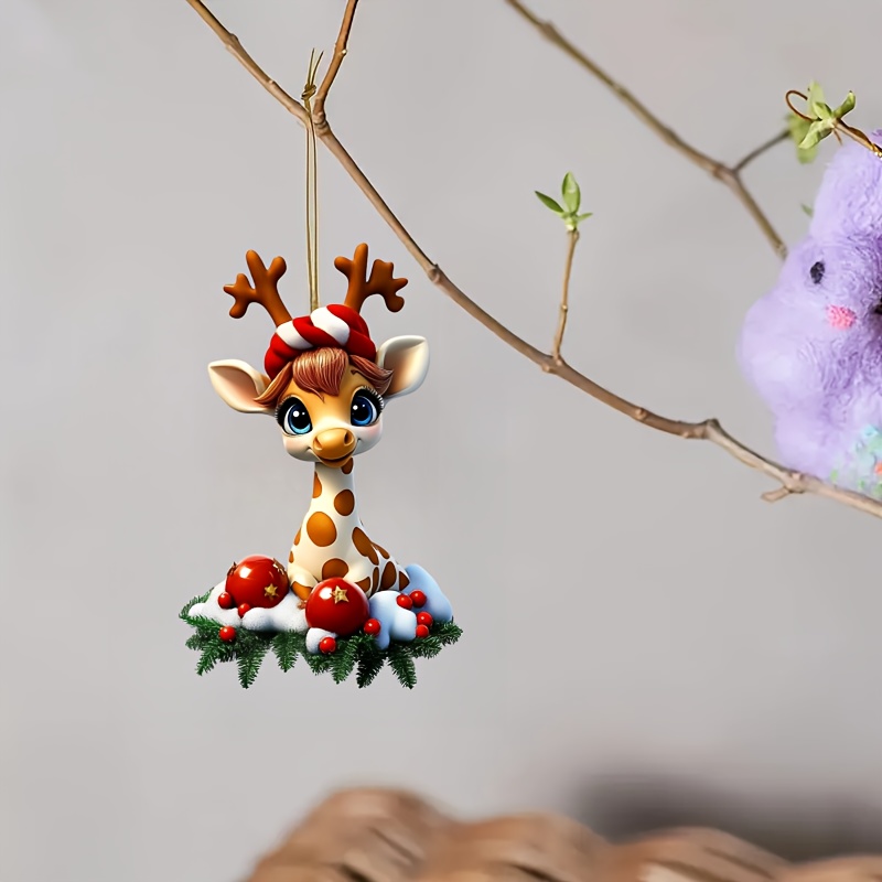 

2d Acrylic Flat Giraffe Christmas Ornament - Unique 2d Acrylic Christmas Tree Hanging Decoration - - No Feathers - Perfect Gift For Home Decor