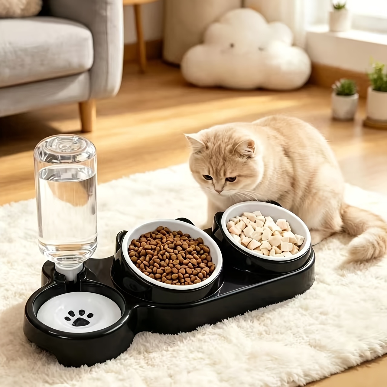 TEMU 2026 New Style Feeder And Waterer - Anti-slip Tilt Bowl, Suitable For Cats And Dogs, Without Battery