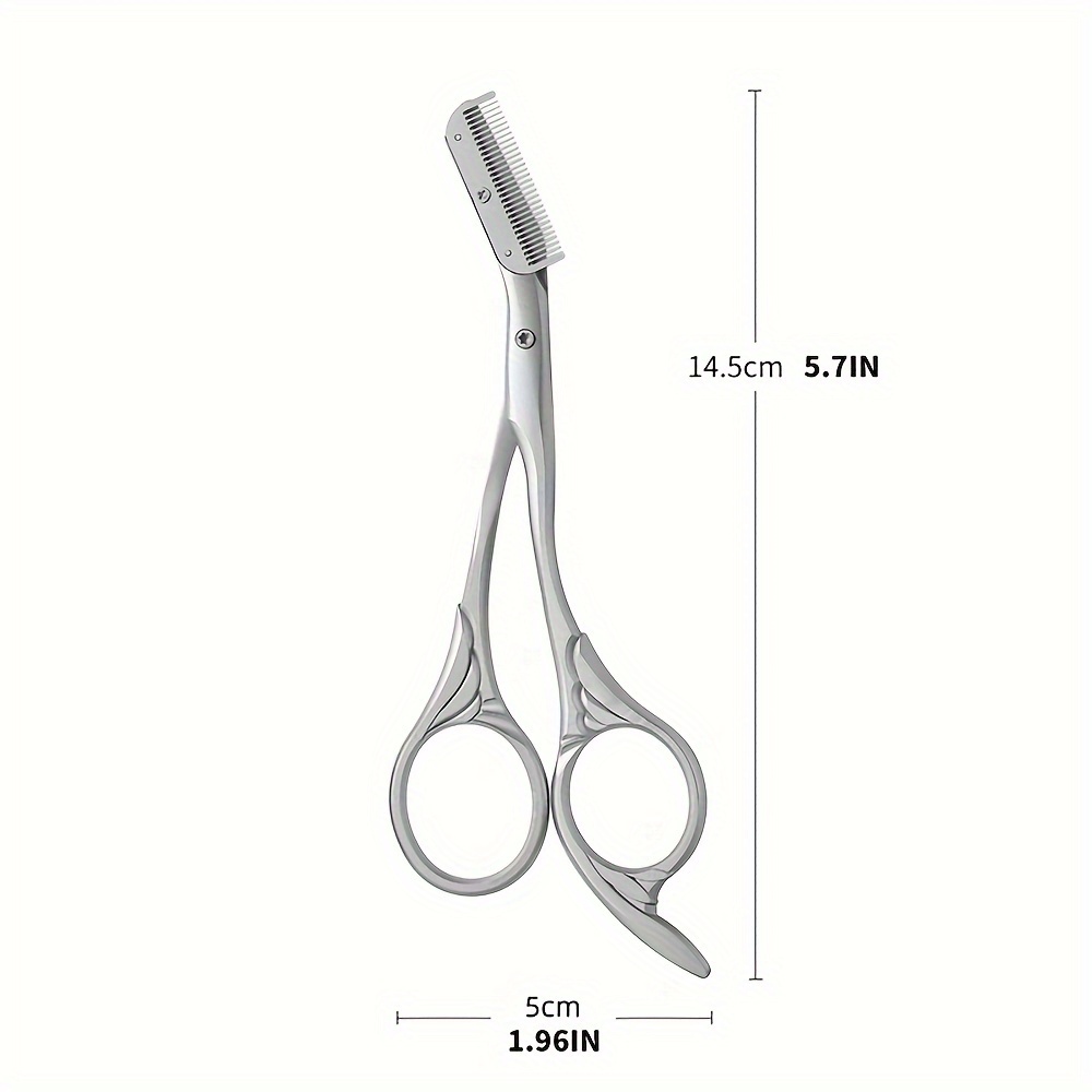 [precision Trimming Scissors] Precision Stainless Steel Eyebrow Trimming Scissors With Comb - Ergonomic, Multipurpose, Compact For Quick Touch-ups