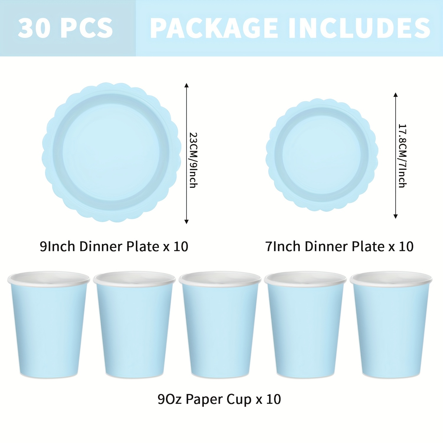 Macaron Blue Tableware Decorations Pastel Paper Plates And Paper Cups For 30/60 Guests Dinnerware Set Shower Birthday Wedding Party Halloween&christmas For Christmas,newyear,valentine,party Events