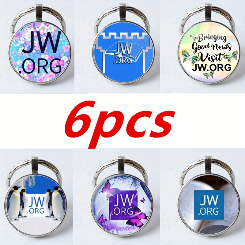 

6pcs Classic Jw.org Keychains, Penguin/book Stainless Steel Tag Key Rings, Small Gifts