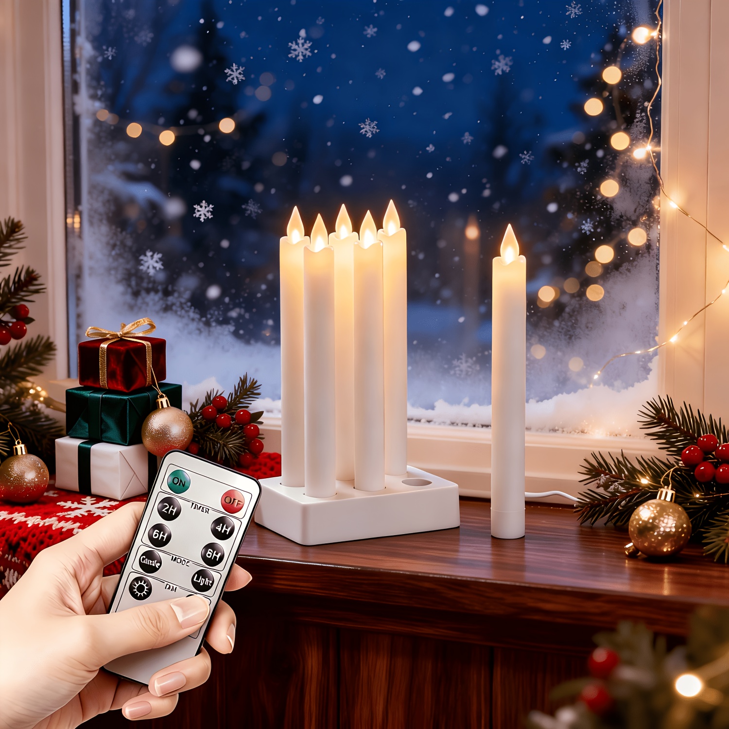 TEMU 6 Pack Flameless Tall Led Candles, Rechargeable With Charging Base, Remote And Timer Control, Realistic Flickering Flame, Decorative Tealights