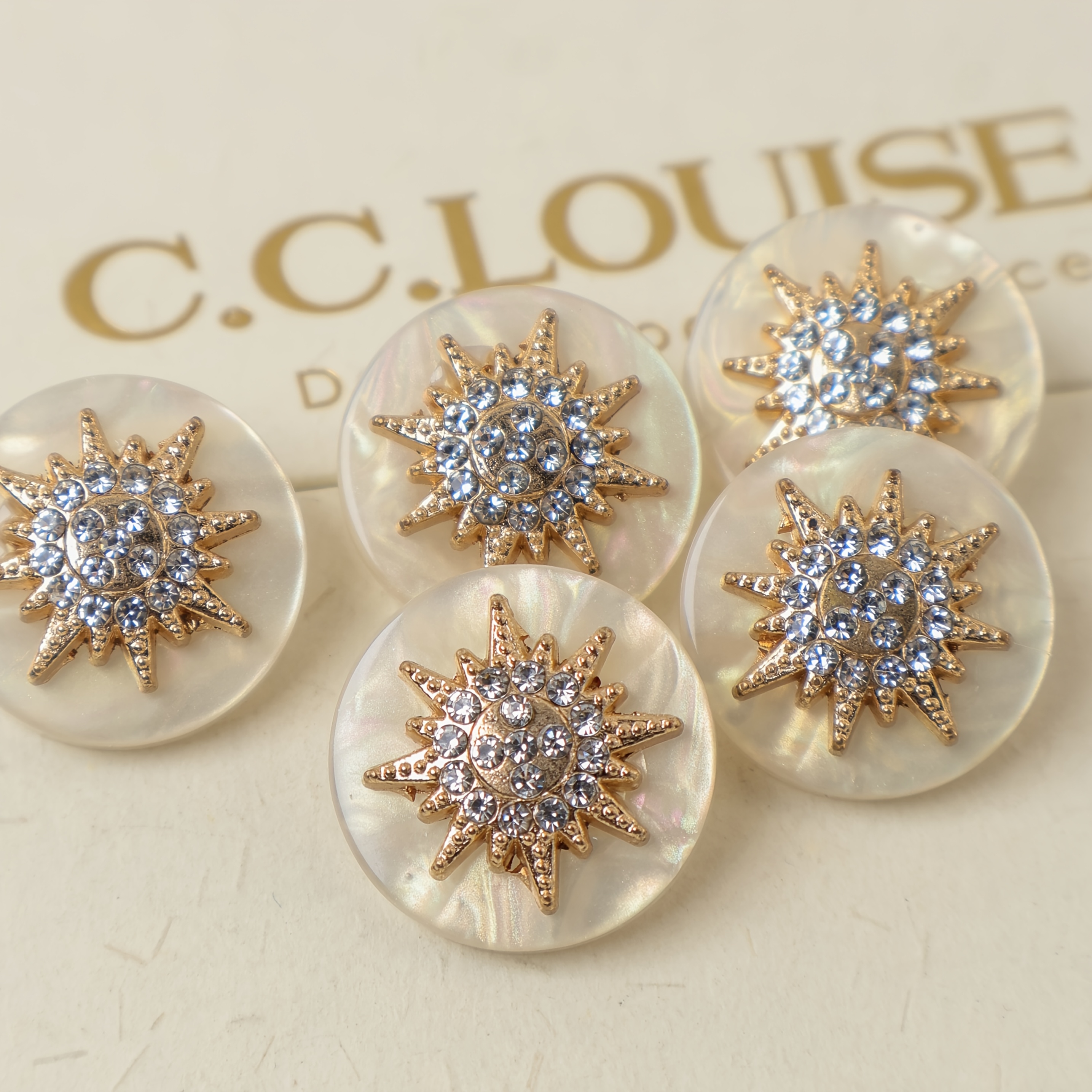 TEMU Lot de 5 boutons de incrustés de strass, taille 18/23/25 mm, style élégant et avec double décoration de neige. Idéal pour manteaux, costumes,