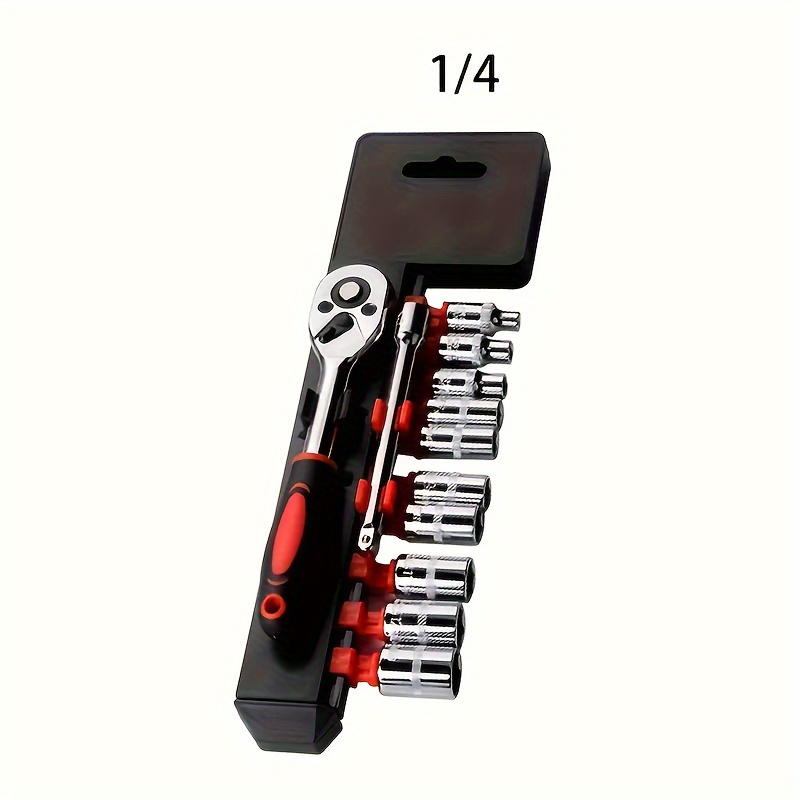 12pcs 1 4 inch ratchet socket wrench set drive socket set with 10 sockets 4 13mm and 2 way quick released ratchet handle and extension bar 1 4 new upgrade wrench socket set hardware car boat motorcycle bicycle repairing tool details 2