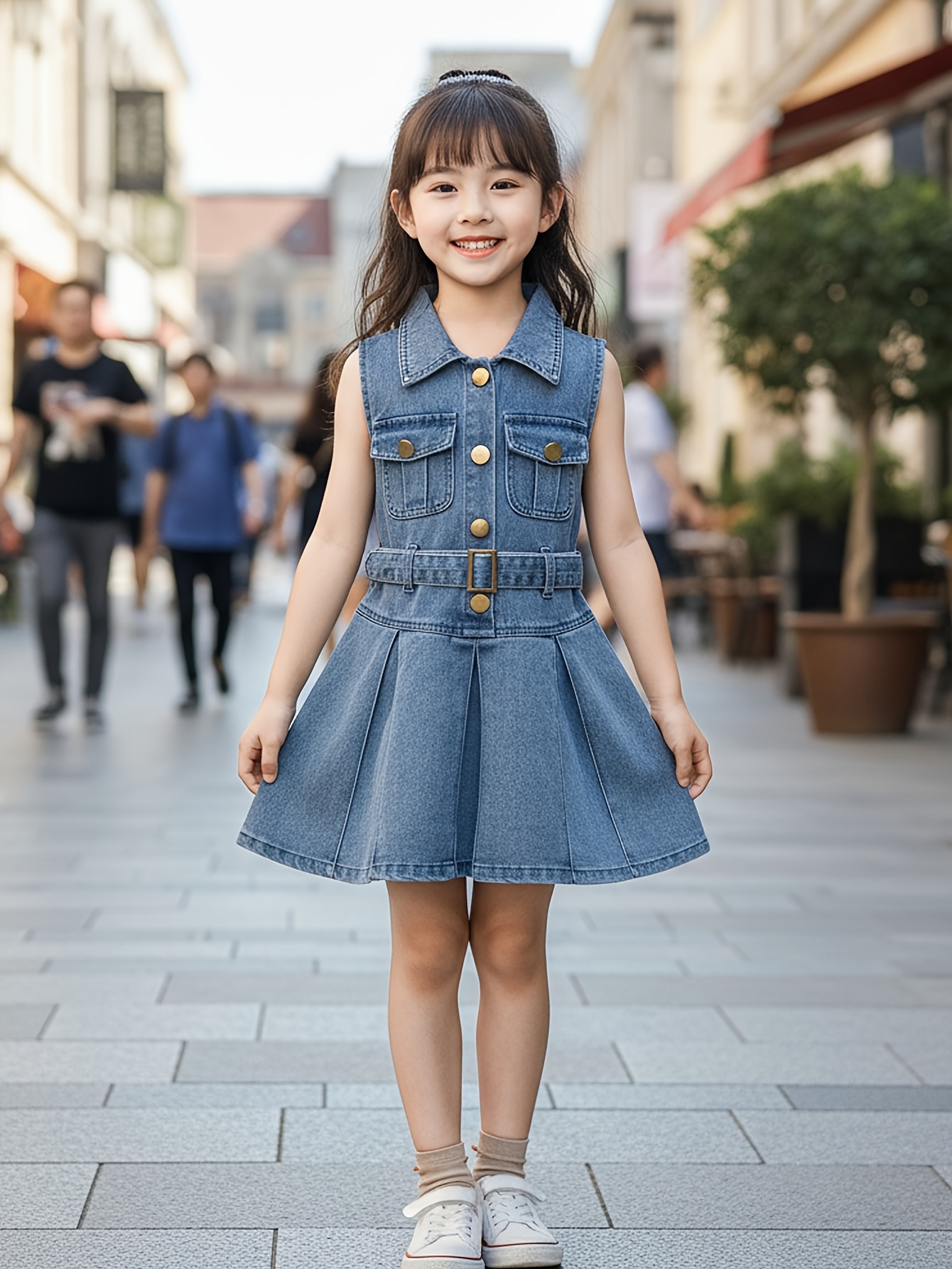 white christmas dresses Women’s Embroidered Festival Denim Dress – Billy T Denim / S main image 0