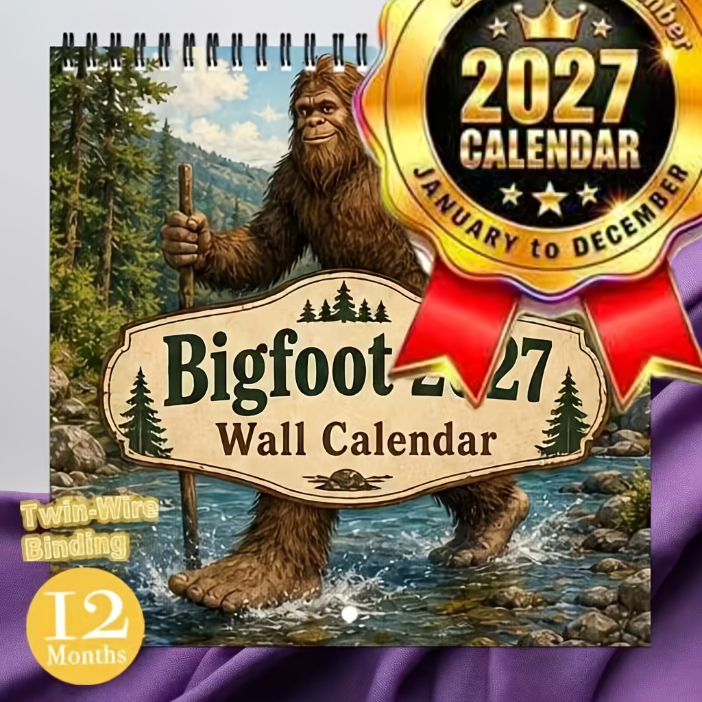 TEMU Calendrier et Agenda du Professeur 2027 Calendrier Mural Bigfoot, Agenda Mensuel Suspendu 12 Mois, Reliure à Spirale Double , Grande Grille pour