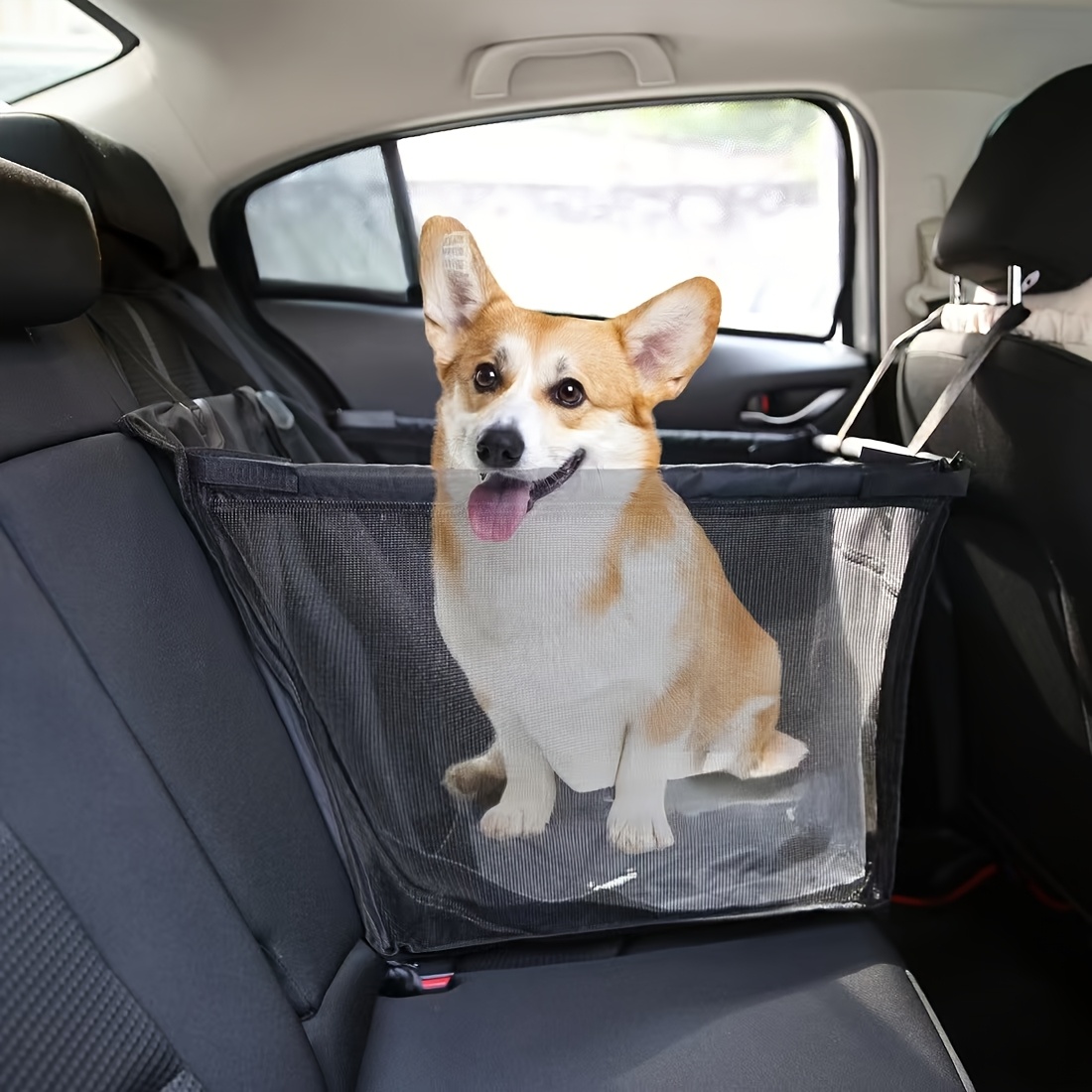 pet booster seat for cars durable polyester non slip washable dog safety seat with side flaps ideal for rear seat travel pet travel accessory secure travel seat easy   sea