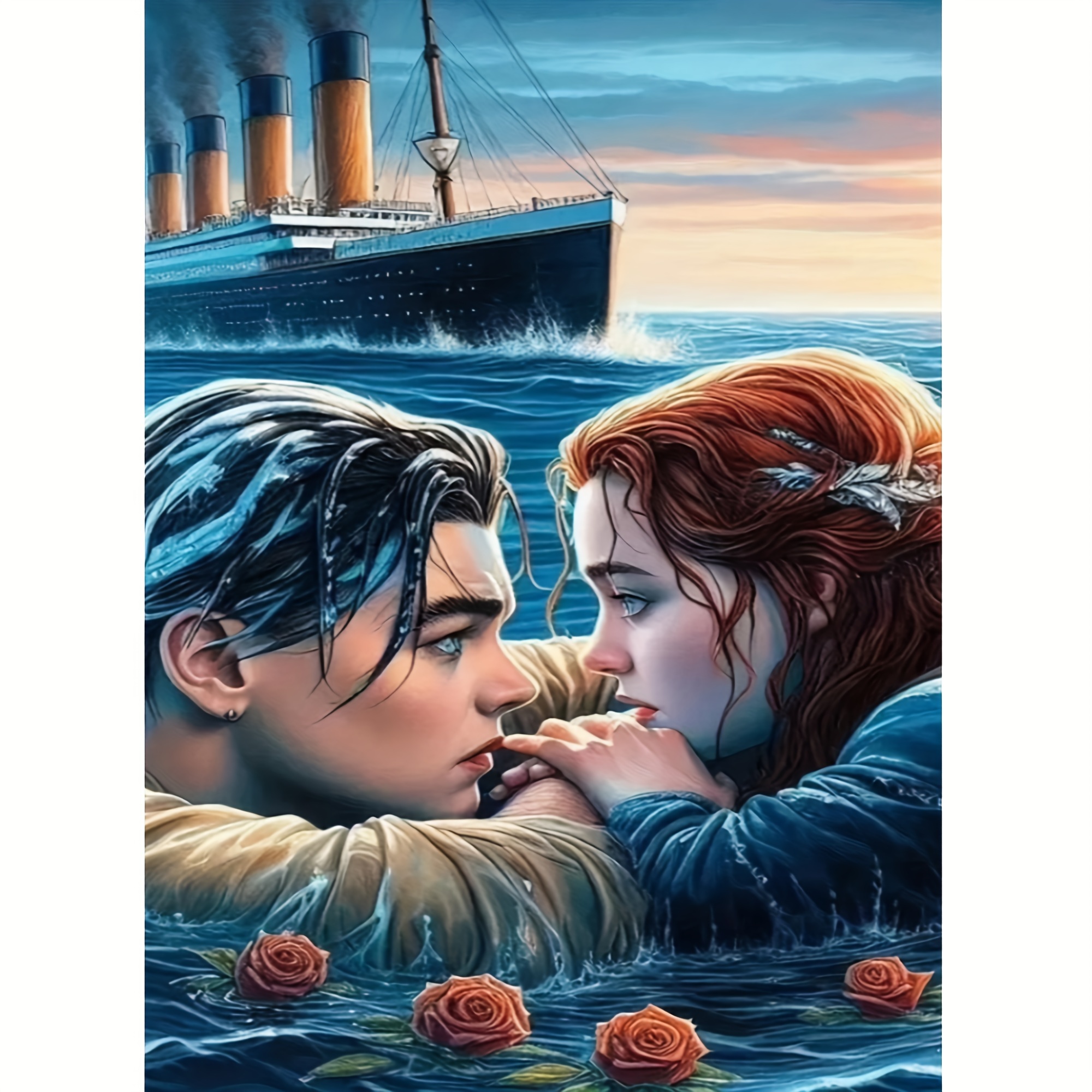 

Titanic Couple 5d Diy Diamond Painting Kit - Full Round Rhinestone Mosaic Art, Frameless Canvas Craft Set For Home Wall Decor Diy Handmade Diamond Art Painting Kit Diamond Painting With Frame Included