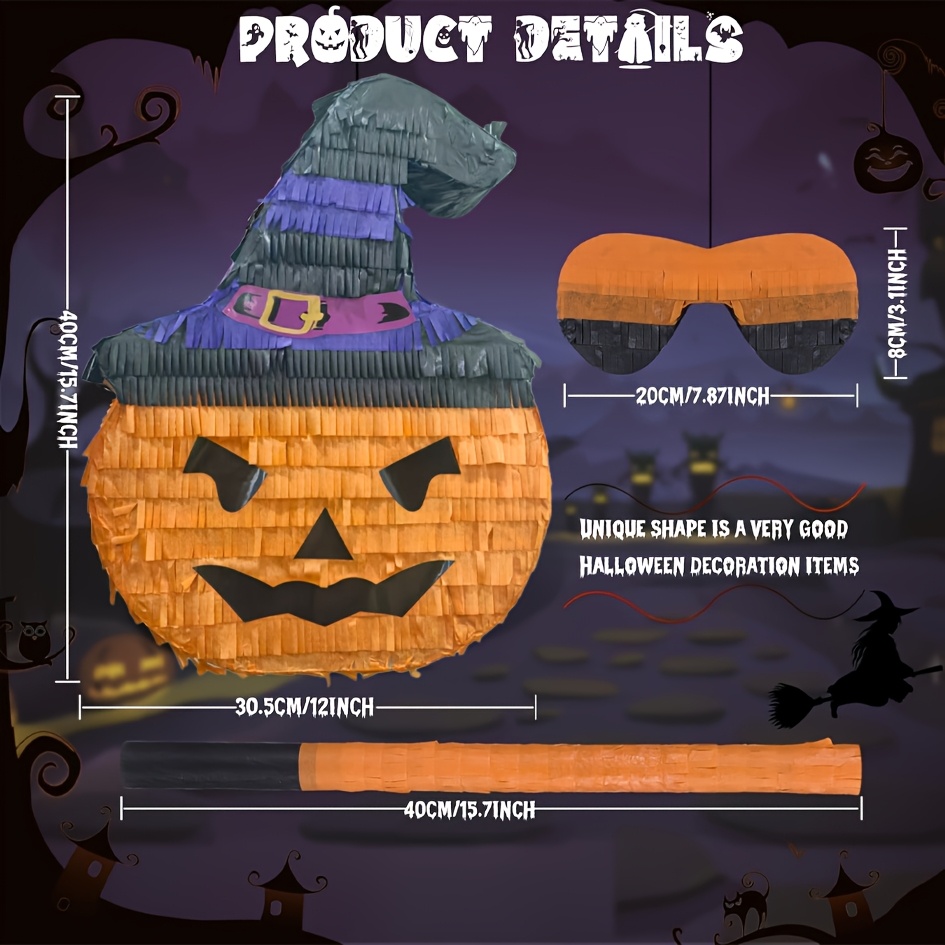 Halloween Pumpkin Piñata with Red Ribbon for Parties