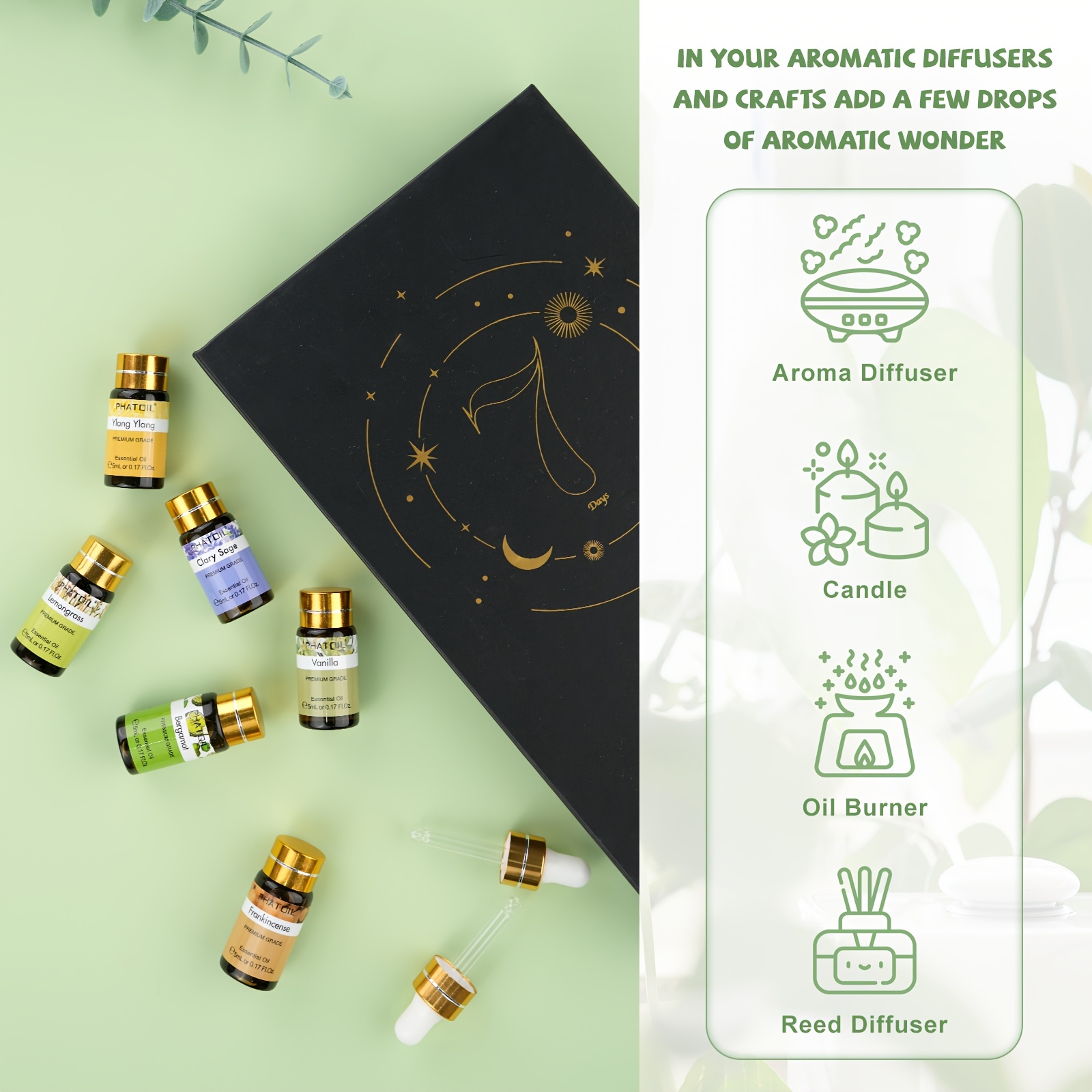 15pcs PHATOIL 5ml/0.17fl.oz Essential Oils Set Gift Set Alcohol-Free Perfect for Diffusers, Humidifiers, Soap/Candle Making, Christmas Gift, Lover, Friends, Oils, DIY Oil Blends, Stylish Oil Packaging, Luxury Set, Highquality Oils, Handcrafted Blends, Small Bottle Oils, Multipurpose Oils, DIY Craft, Wellness Enthusiasts