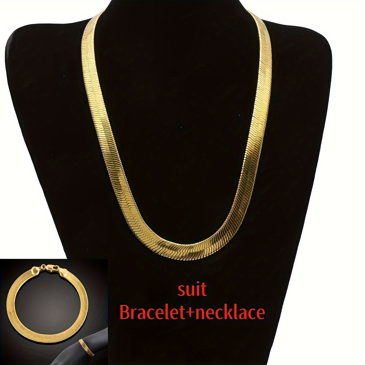 

Luxury Hip-hop Set - Fashionable And Exquisite Necklace And Bracelet Combination - Suitable For Shining At Parties, Enhancement, And Gift Giving With 18k Gold-plated Snake Chain Design As A Gift For