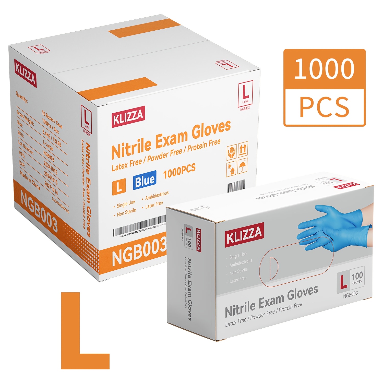 XXL Disposable Blue Nitrile Exam Gloves - Latex & Powder Free, 4