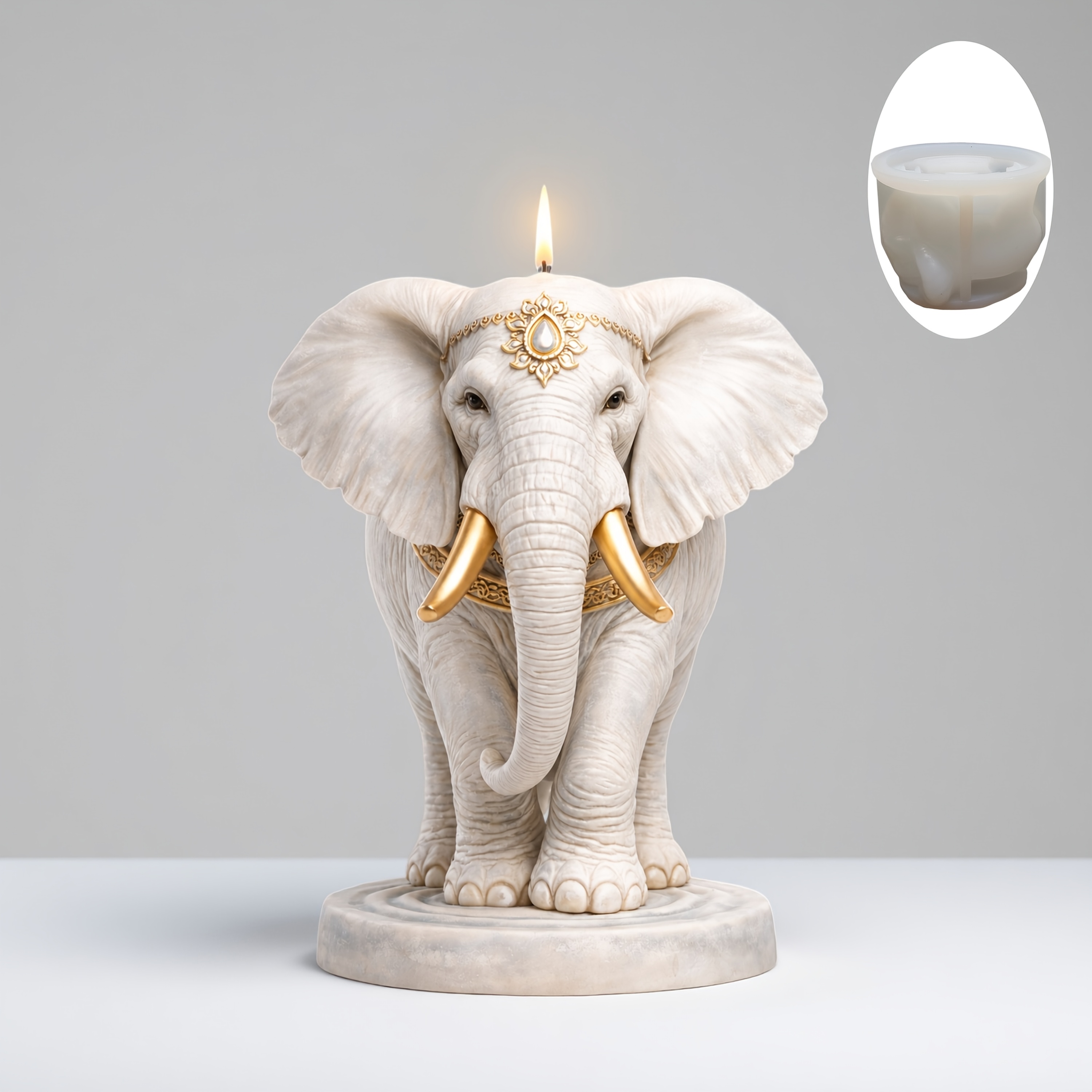 TEMU Stampo in silicone per elefante reale 3D | per statua di elefante , candela per aromaterapia, stile boho per decorazioni domestiche, candela per