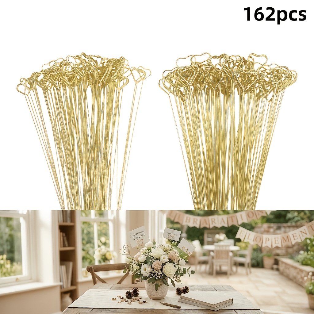 TEMU 162 pièces, Supports de cartes et picots floraux romantiques en fil métallique de cœur, Porte-mémo et pince photo à soi- pour , Numéro de table