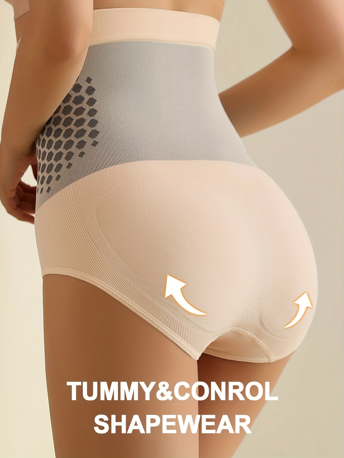 High-Waist Women'S Shapewear Panties , Heat-Sensitive, Stretchy, Solid Color with Adjustable Waistband and O-Ring Closure for Secure Fit, Ladies Shapewear