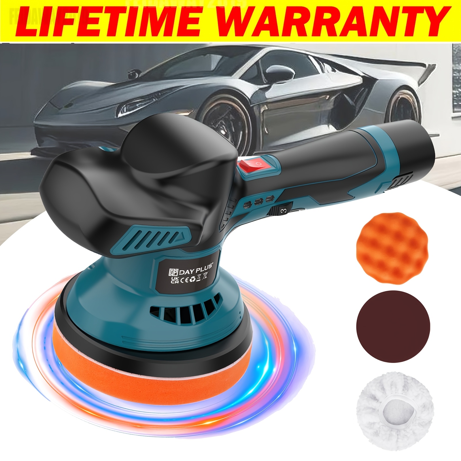 Image of Cordless Car Polisher Kit For Polishing Batteries Orbital Polishing With Variable Accessories For Waxing/scratch Removal Buffer Polisher Sanding Cleaning
