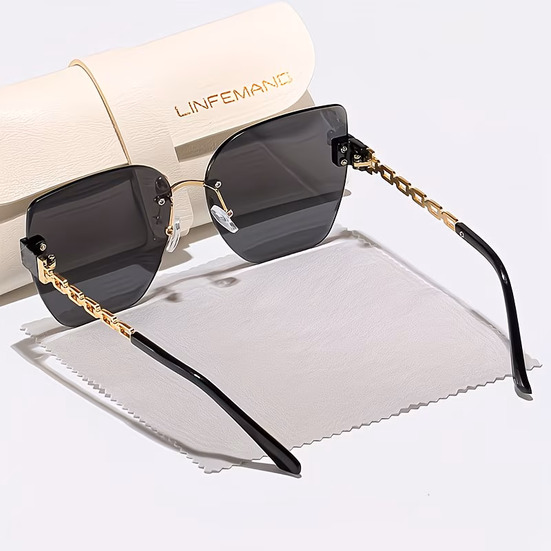 frameless cat eye womens fashion glasses luxury gradient visor driving holiday gift Product details 3
