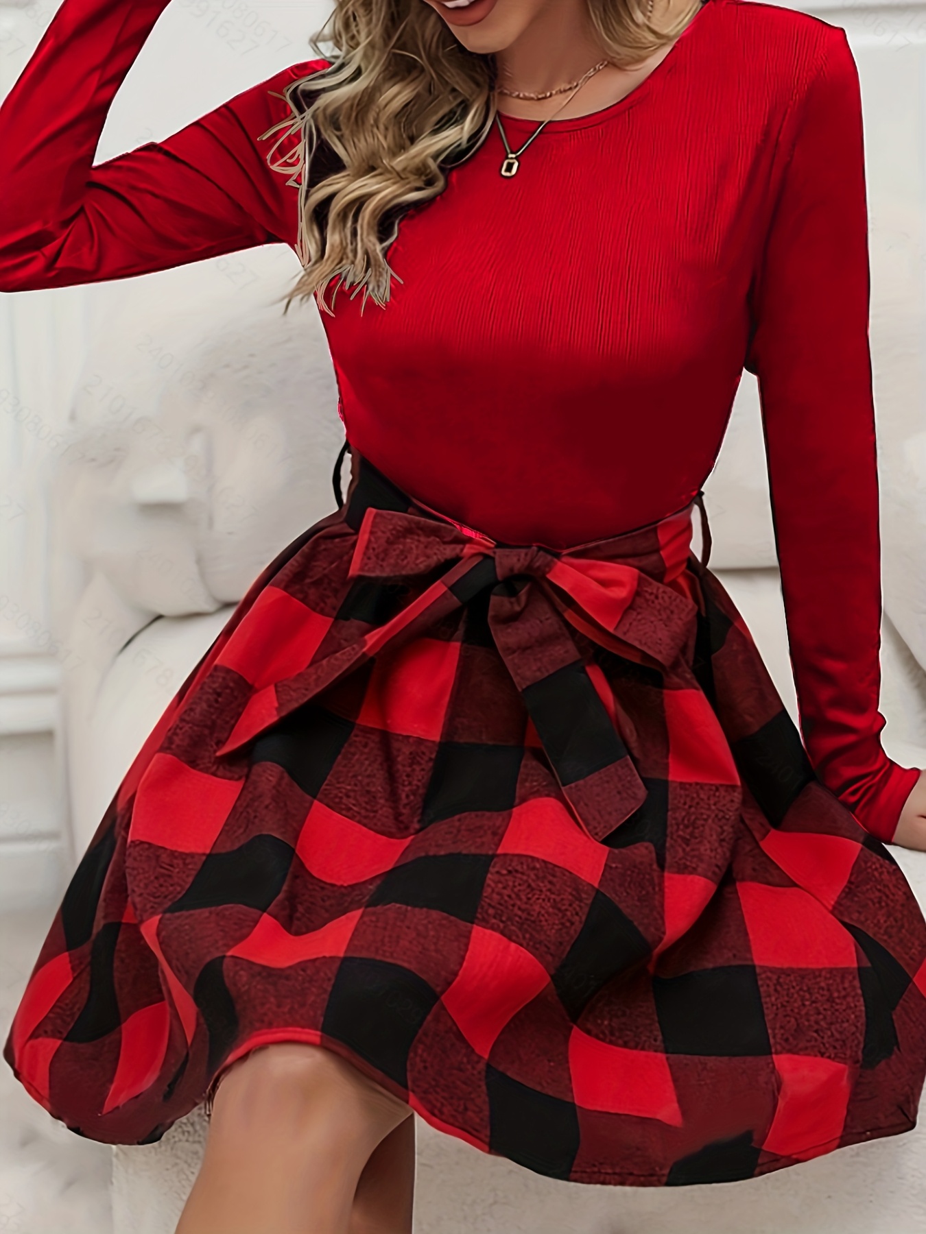 new elegant casual print tie waist dress holiday - Temu